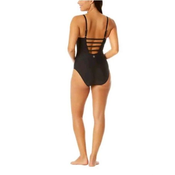 Hurley Sporty Women's‎ One Piece Swimsuit Size XL Black Strappy Back - Picture 1 of 16